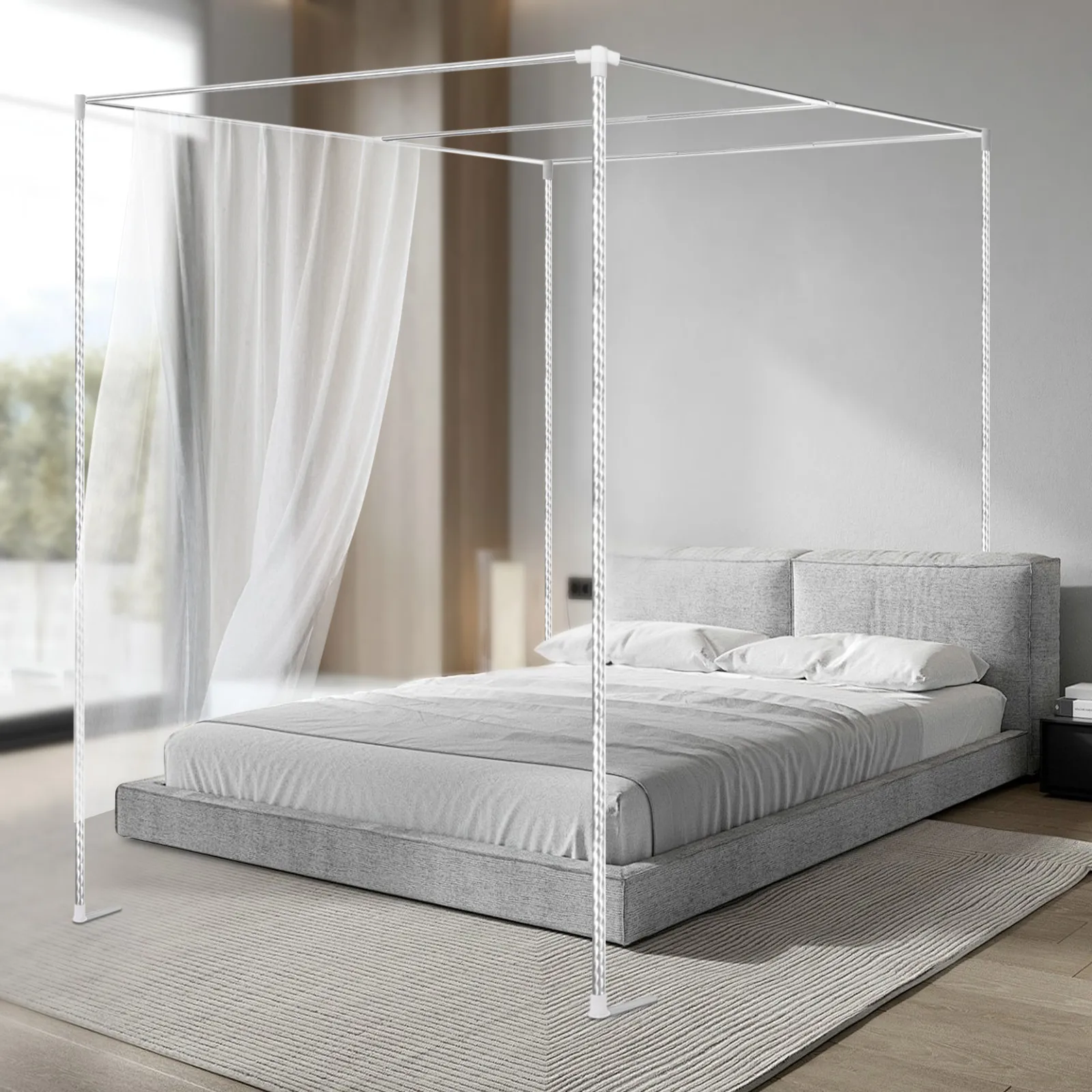 Canopy Bed Frame Metal Queen - 4코너 침대 캐노피 프레임 포스트, 금속