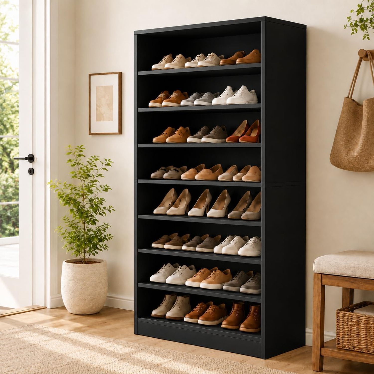 Shoe Rack Cabinet Narrow Entryway - 9단 높이 신발장 캐비닛(옷장 및 현관용),