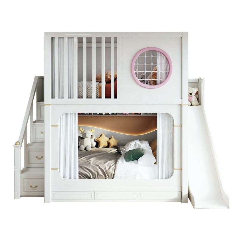 Bunk Bed With Stairs And Slide - 어린이용 슬라이드와 수납 계단이 있는 이층
