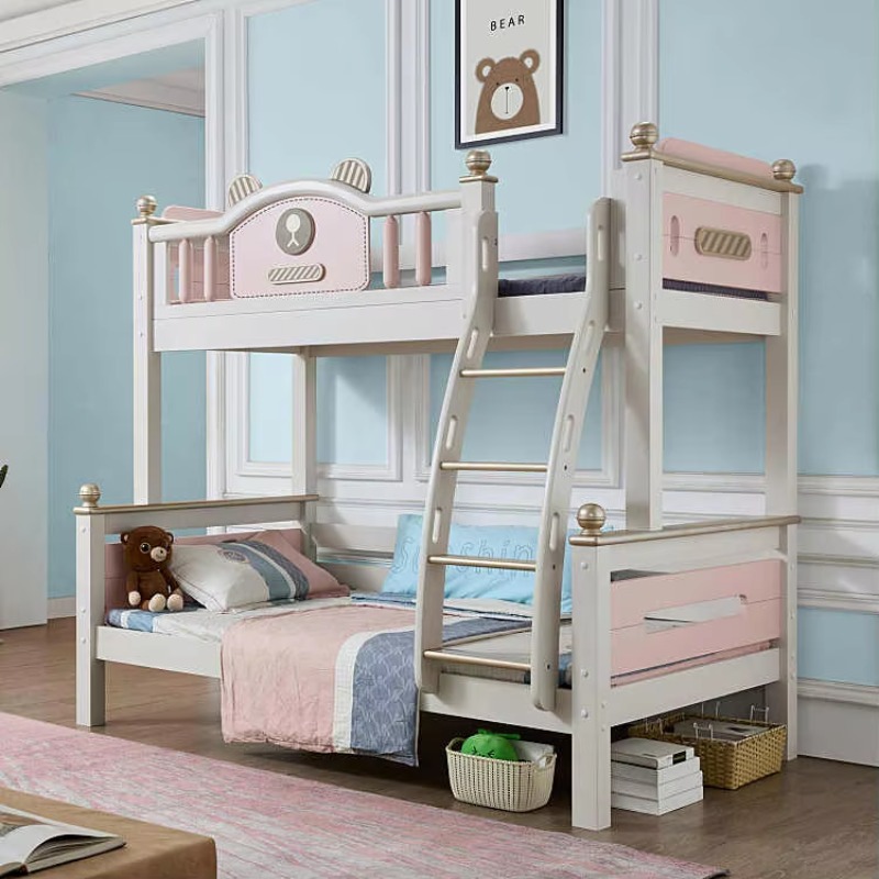 Bunk Bed With Stairs And Slide - 현대적인 심플 원목 다기능 이층 침대,