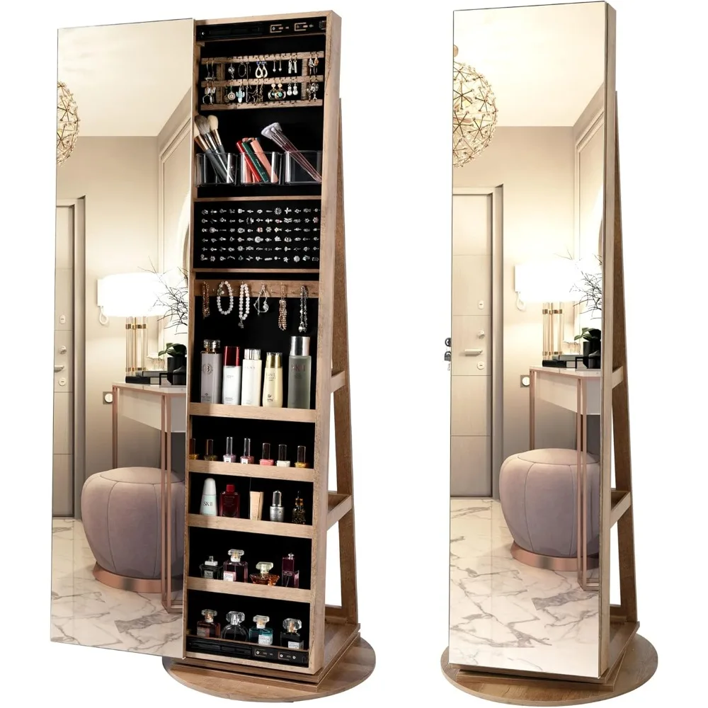 Full Length Mirror Jewelry Armoire - 63인치 대형 보석함 정리함, 잠금 가능한