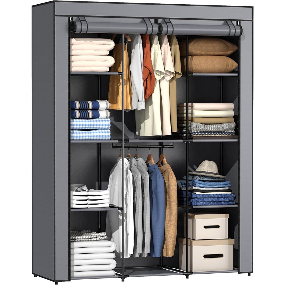 Wardrobe Closet Portable Fabric Cover - 휴대용 옷장, 10개의 수납 선반과 2개의