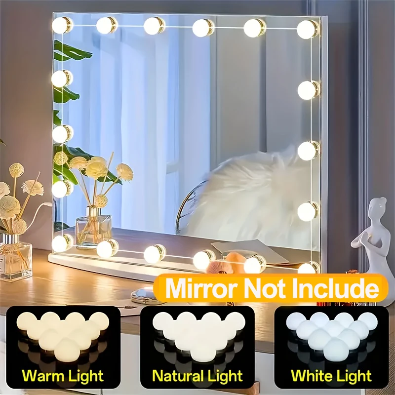 Dressing Table Vanity With Lighted Mirror - 할리우드 화장대 조명 키트 (10/12개 디밍