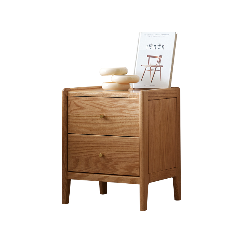 Solid Wood Nightstand 2 Drawers - 솔리드 오크 원목 침실 가구 북유럽