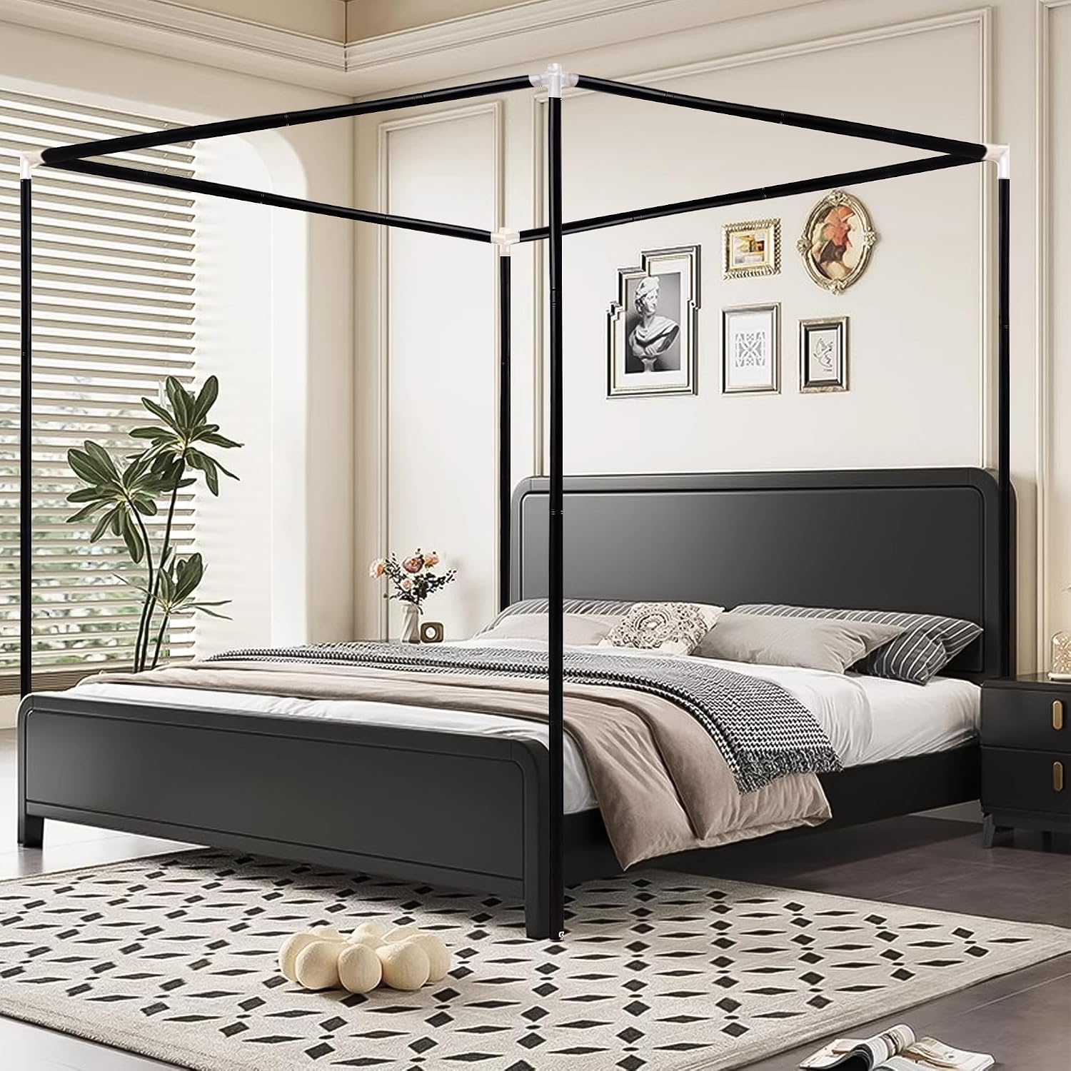 Canopy Bed Frame Metal Queen - 스테인리스 스틸 캐노피 침대 프레임 퀸