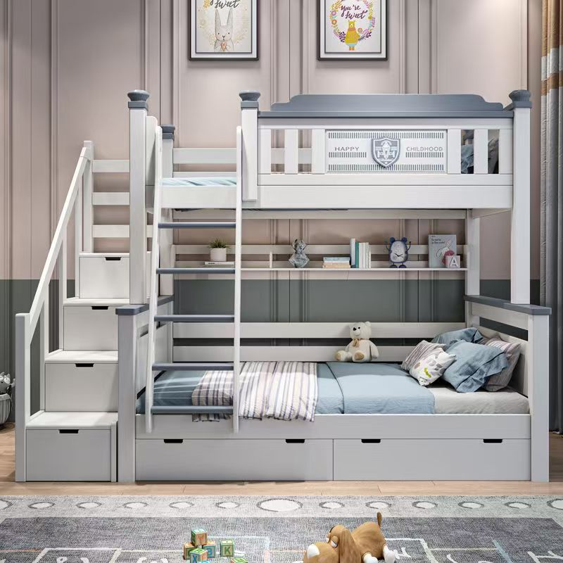 Bunk Bed With Stairs And Slide - 2025년형 저렴한 원목 어린이 침실 가구,