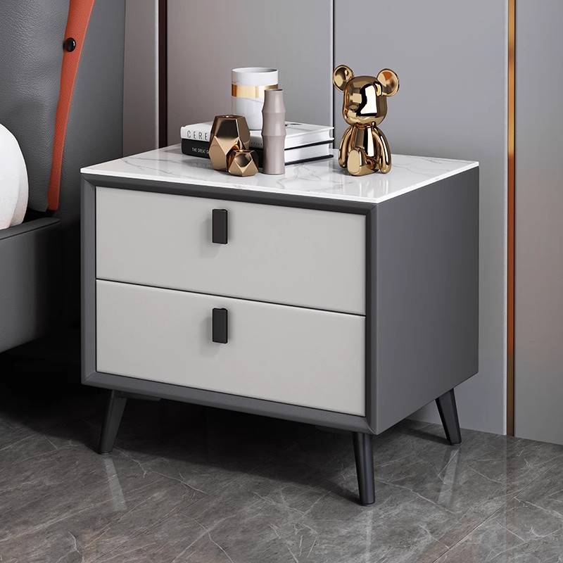 Solid Wood Nightstand 2 Drawers - 북유럽 스타일 원목 침대 옆 테이블(소결석
