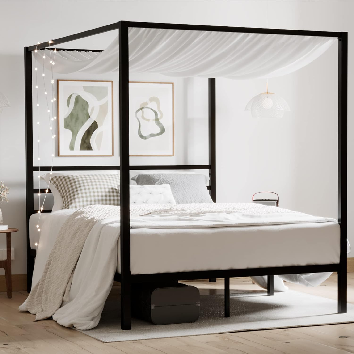 Canopy Bed Frame Metal Queen - 퀸 메탈 캐노피 침대 프레임, 고강도