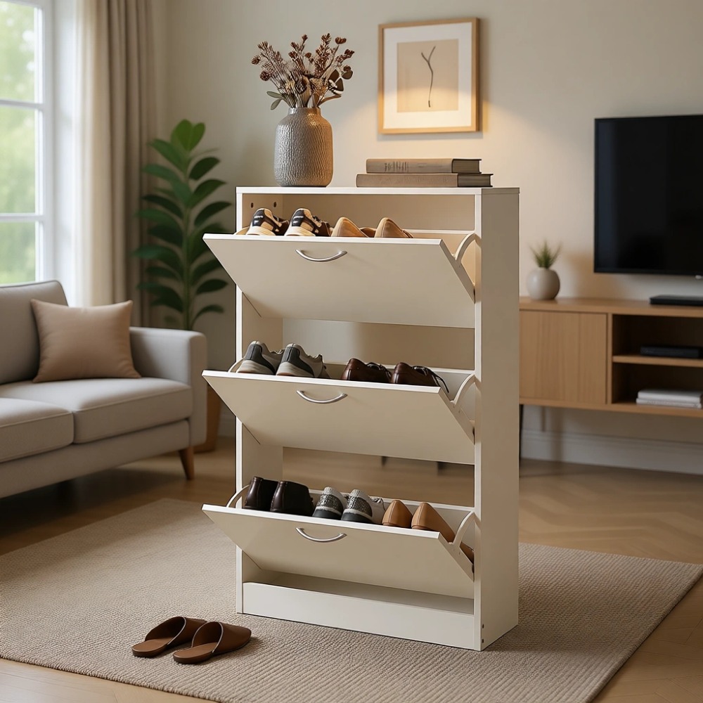 Shoe Rack Cabinet Narrow Entryway - 좁은 현관용 신발장 3단 플립 서랍