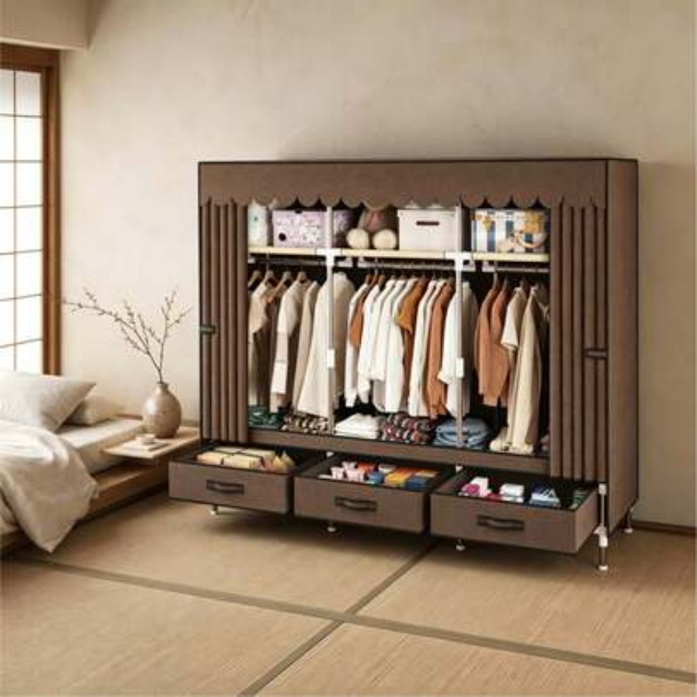 Wardrobe Closet Portable Fabric Cover - 16mm 스틸 프레임의 휴대용 옷장, 부직포