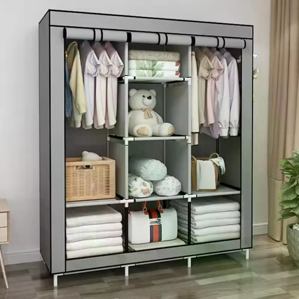 Wardrobe Closet Portable Fabric Cover - 64인치 휴대용 커버형 부직포 옷장, 다기능