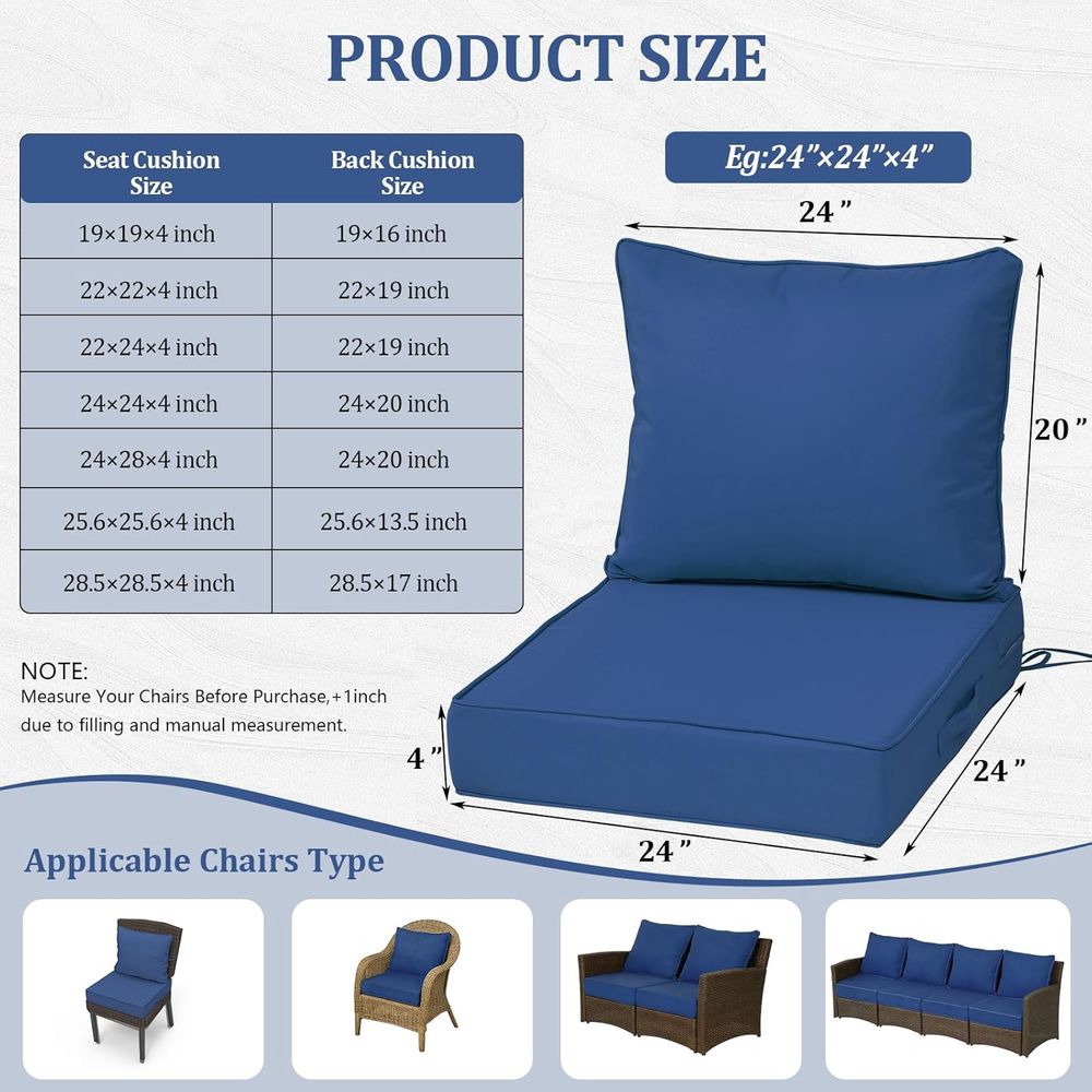 24x24 야외용 딥 시트 쿠션 4개 세트, 야외 가구 - Outdoor Furniture 리뷰 및 가격