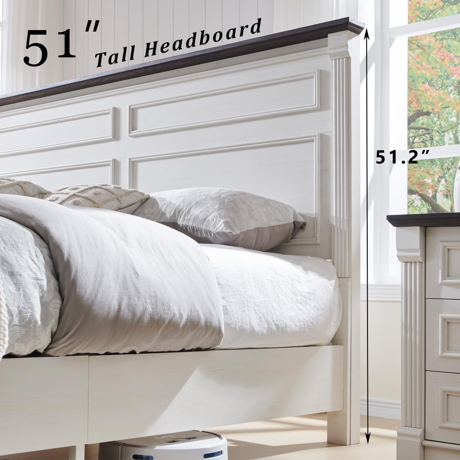 팜하우스 킹사이즈 침대 프레임(51인치 높이 헤드보드  - King Size Bed Frame With Storage Drawers 리뷰 및 가격