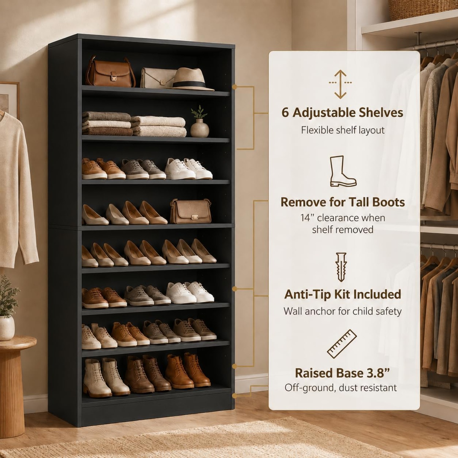 9단 높이 신발장 캐비닛(옷장 및 현관용), 블랙 |  - Shoe Rack Cabinet Narrow Entryway 리뷰 및 가격