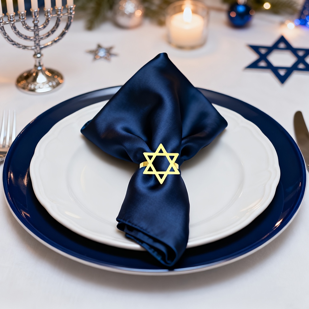 6Pcs Hanukkah Menorah 냅킨 링 골드  - Tables 리뷰 및 가격
