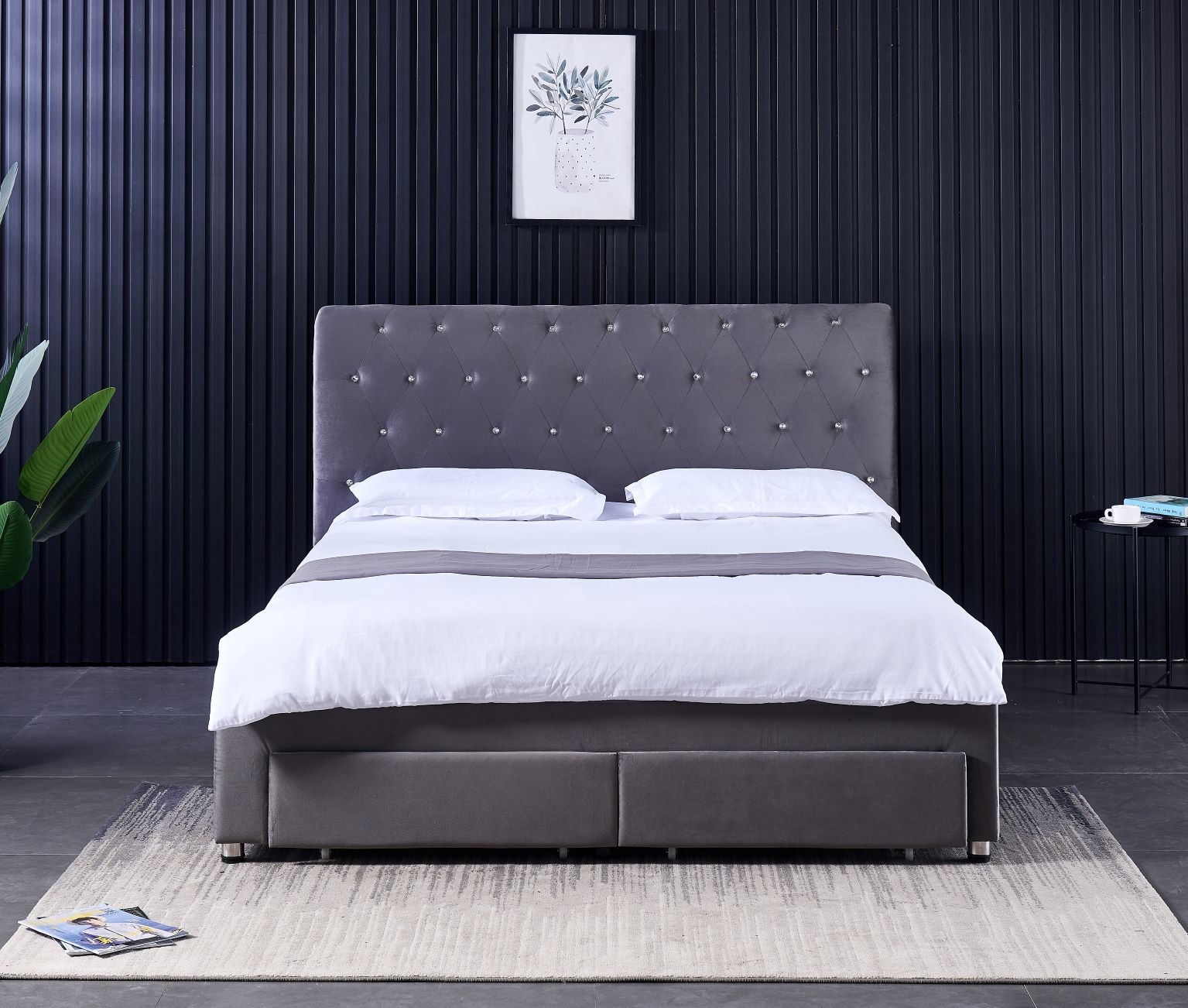 현대적인 더블 침대 프레임, 4개의 수납 서랍 포함,  - King Size Bed Frame With Storage Drawers 리뷰 및 가격