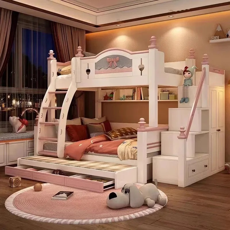 저렴한 맞춤형 원목 이층 침대 고품질 침실 가구 어린이 - Bunk Bed With Stairs And Slide 리뷰 및 가격