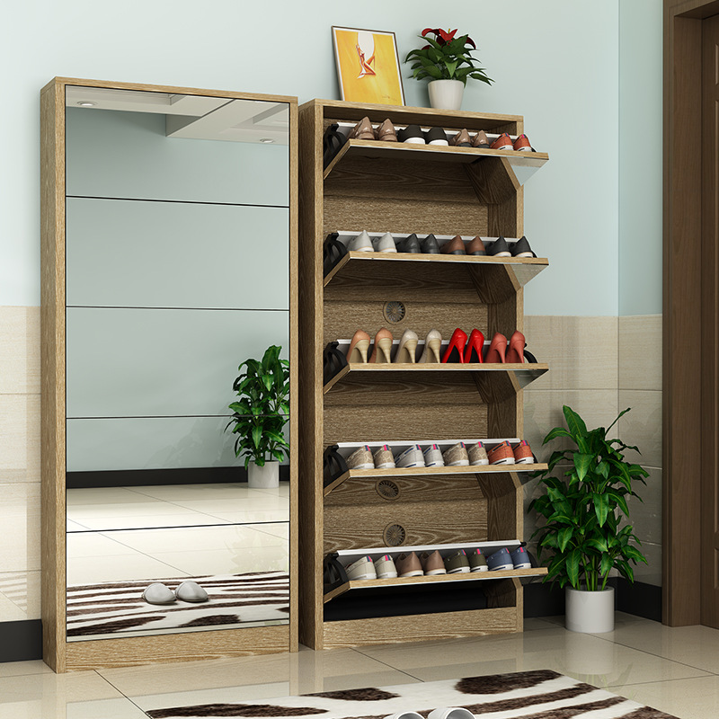 현대식 원목 신발장, 거울 포함 슬림형 현관 신발 정리 - Shoe Rack Cabinet Narrow Entryway 리뷰 및 가격
