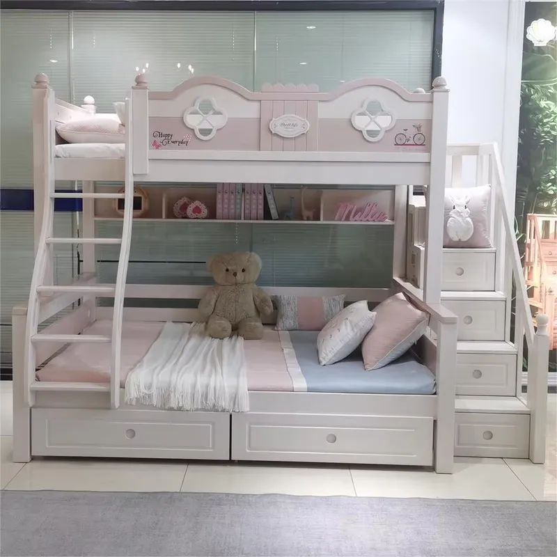 현대적인 고급 공주풍 어린이 이층 침대, 슬라이드와 계 - Bunk Bed With Stairs And Slide 리뷰 및 가격