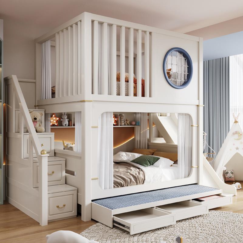 어린이용 슬라이드와 수납 계단이 있는 이층 침대, 프린 - Bunk Bed With Stairs And Slide 리뷰 및 가격