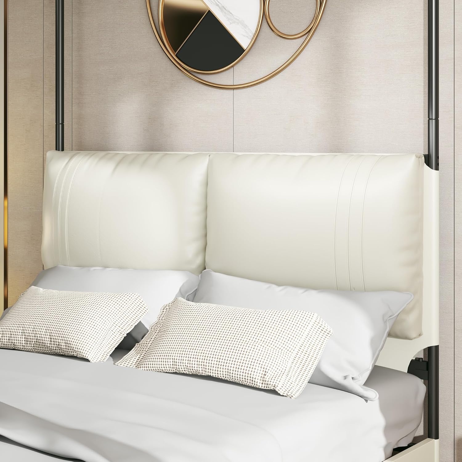 퀸 캐노피 침대 프레임, 패브릭 헤드보드, 금속 지지대 - Canopy Bed Frame Metal Queen 리뷰 및 가격