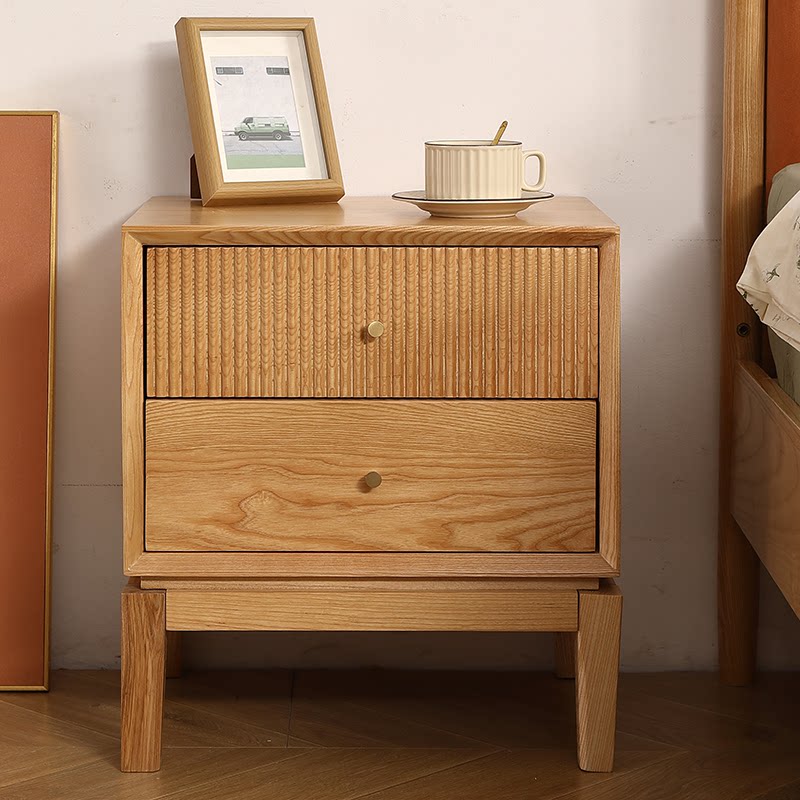 복고풍 원목 나이트스탠드, 서랍형 수납장이 있는 거실  - Solid Wood Nightstand 2 Drawers 리뷰 및 가격