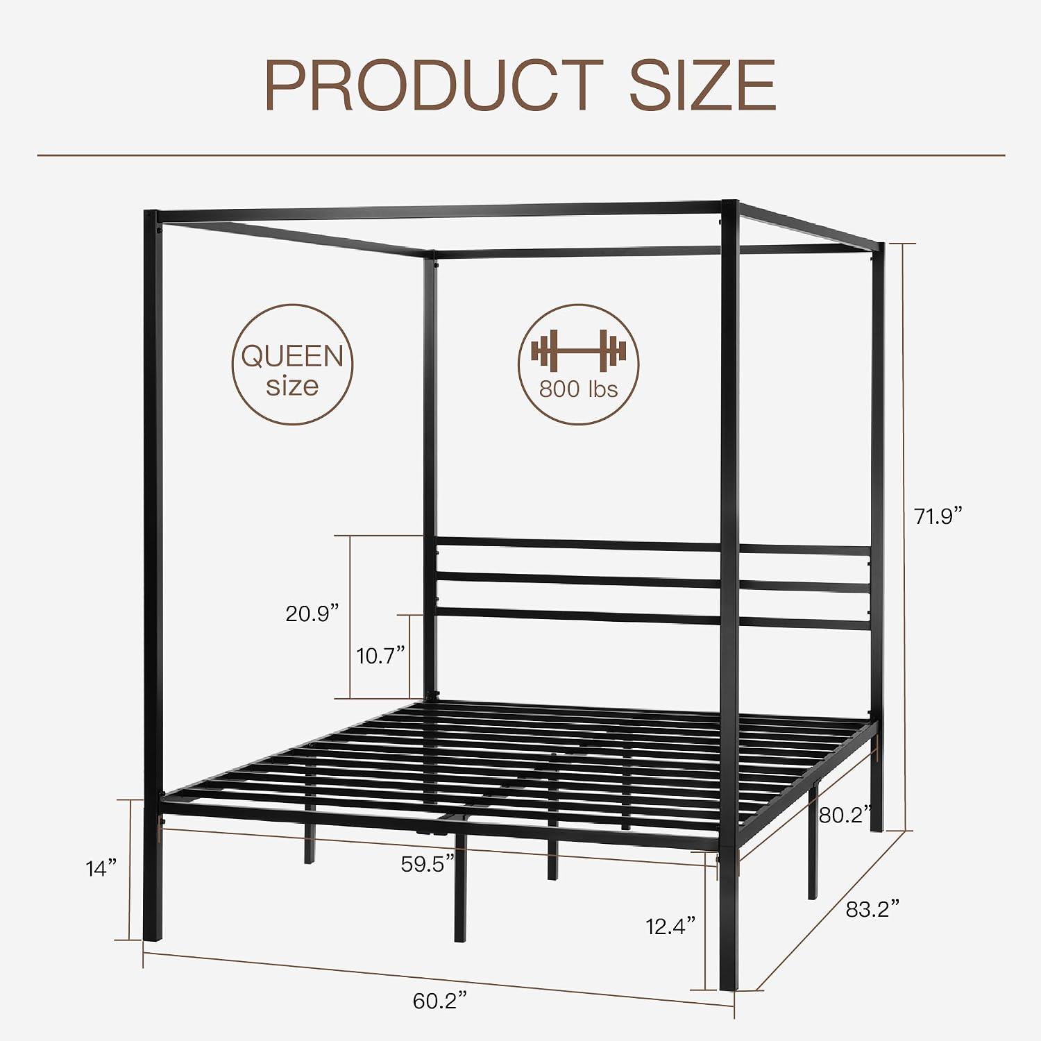 메탈 캐노피 침대 프레임 퀸 사이즈, 고강도 지지대,  - Canopy Bed Frame Metal Queen 리뷰 및 가격