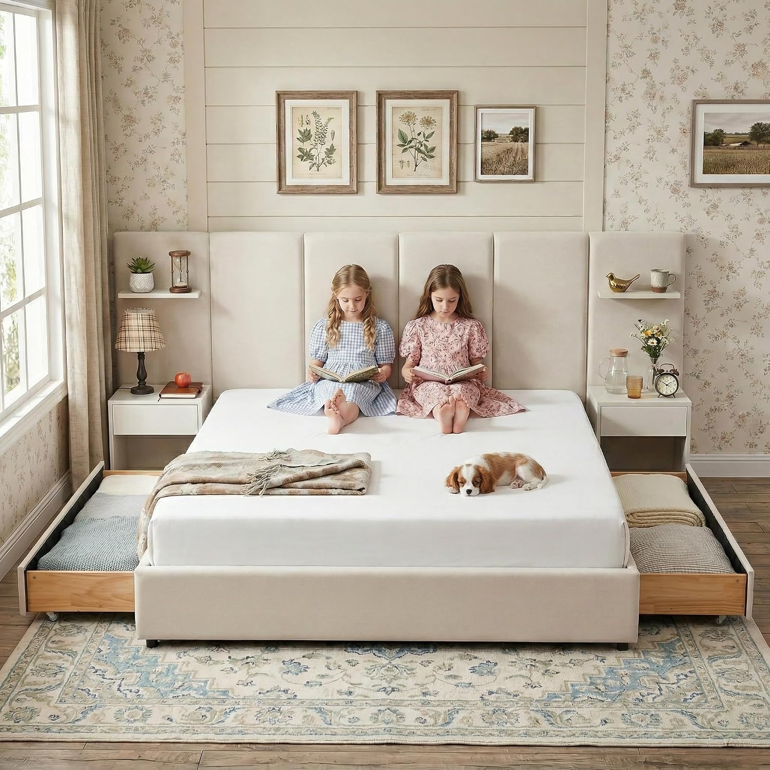 킹사이즈 침대 프레임(수납공간, 내장형 나이트스탠드 및 - King Size Bed Frame With Storage Drawers 리뷰 및 가격