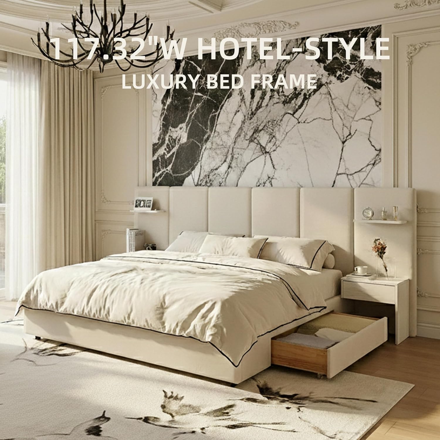킹사이즈 침대 프레임(수납공간, 내장형 나이트스탠드 및 - King Size Bed Frame With Storage Drawers 리뷰 및 가격