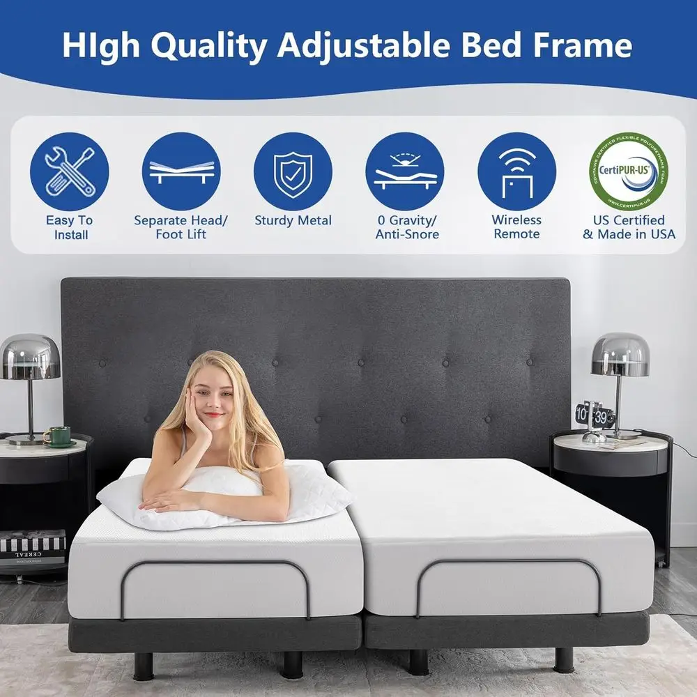 퀸 사이즈 전동 조절 침대, 8개의 회색 젤 메모리폼  - Memory Foam Mattress In A Box Queen 리뷰 및 가격