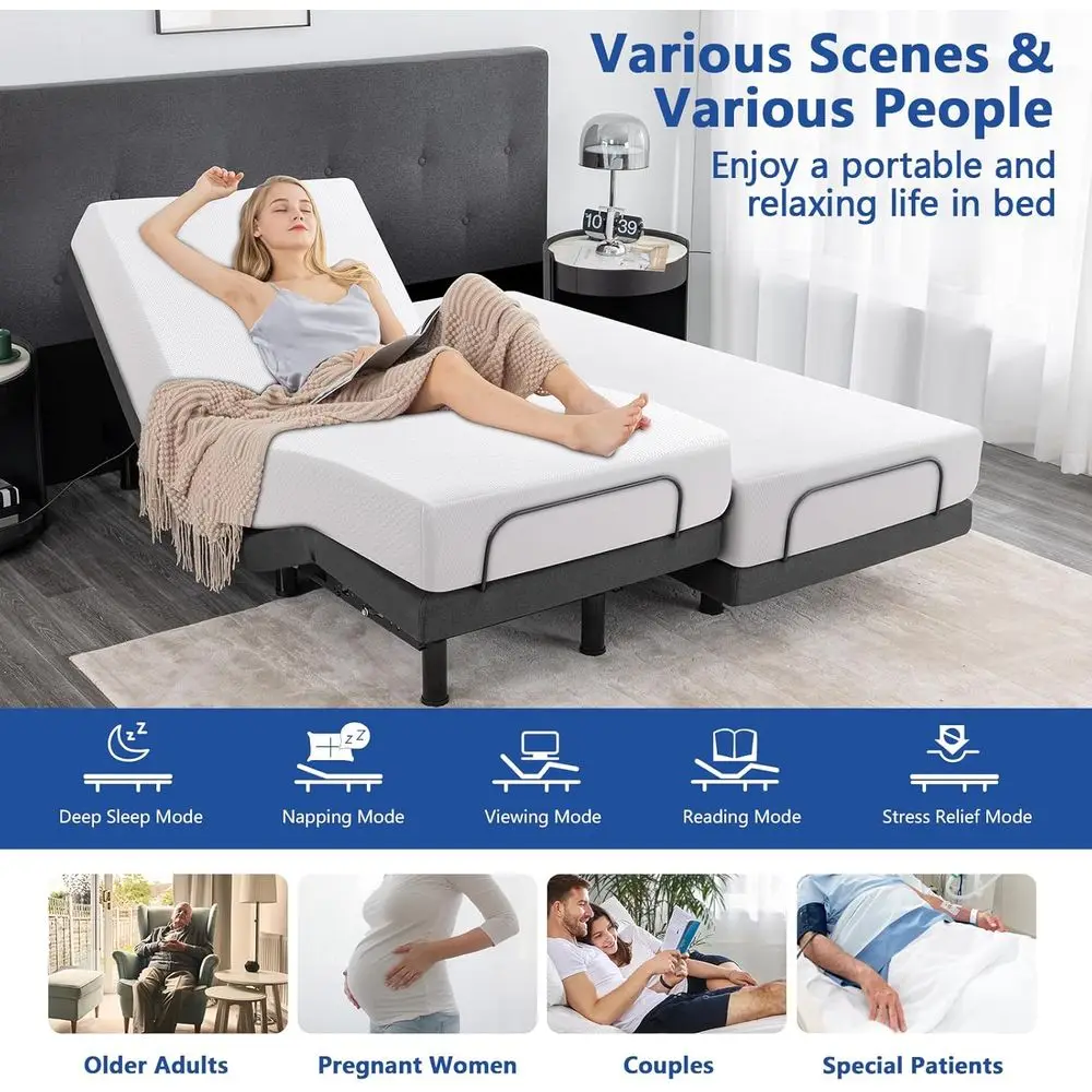 퀸 사이즈 전동 조절 침대, 8개의 회색 젤 메모리폼  - Memory Foam Mattress In A Box Queen 리뷰 및 가격