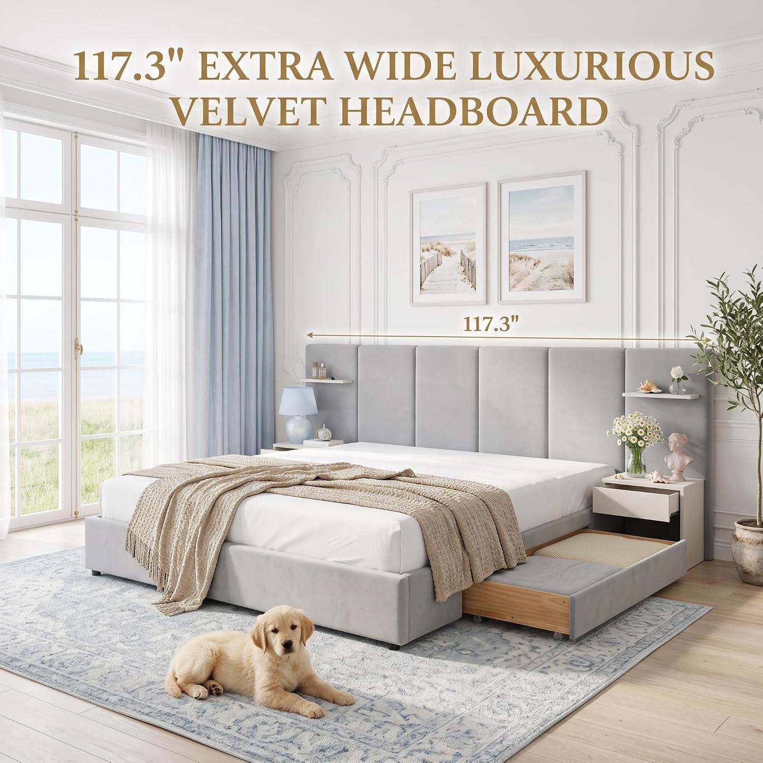 킹사이즈 침대 프레임(수납공간, 내장형 나이트스탠드 및 - King Size Bed Frame With Storage Drawers 리뷰 및 가격