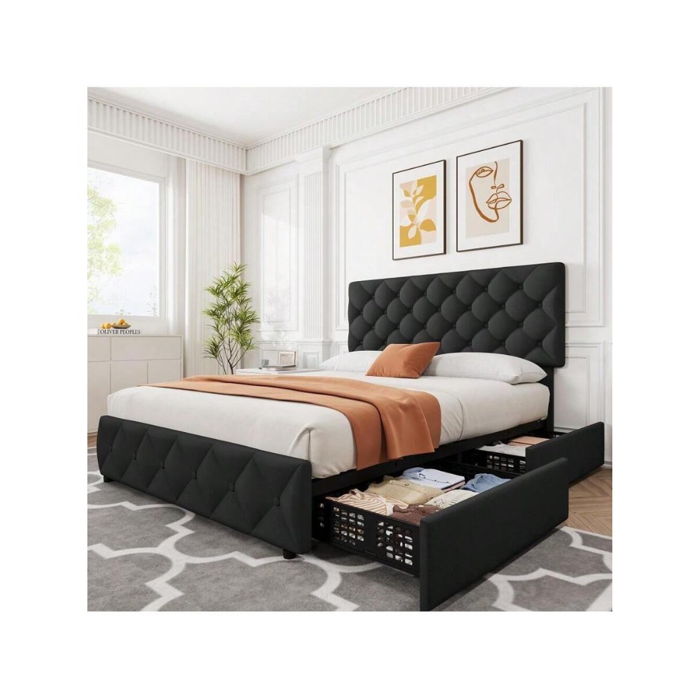 풀/퀸/킹 사이즈 침대 프레임, 4개 수납 서랍 및 조 - King Size Bed Frame With Storage Drawers 리뷰 및 가격