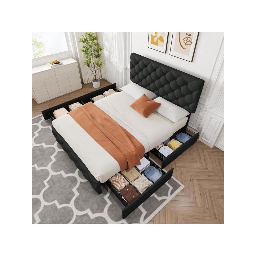 풀/퀸/킹 사이즈 침대 프레임, 4개 수납 서랍 및 조 - King Size Bed Frame With Storage Drawers 리뷰 및 가격