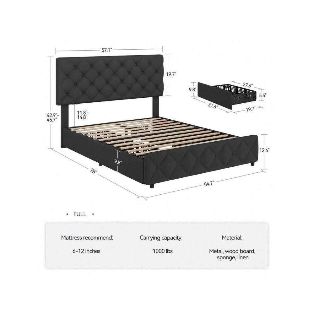 풀/퀸/킹 사이즈 침대 프레임, 4개 수납 서랍 및 조 - King Size Bed Frame With Storage Drawers 리뷰 및 가격