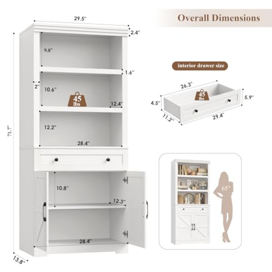 거실용 수납 공간이 있는 72H 책장, 에스프레소 브라 - Storage 리뷰 및 가격