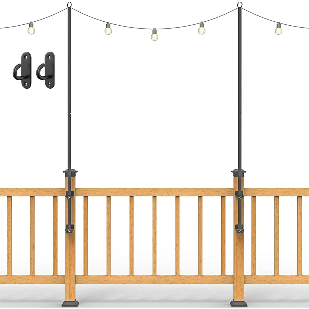 2팩 스트링 라이트 폴 - 스테인리스 스틸 6.5피트  - Outdoor Furniture 리뷰 및 가격