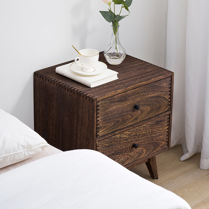 레트로 원목 침실 협탁 2단 서랍 침대 옆 캐비닛 모던 - Solid Wood Nightstand 2 Drawers 리뷰 및 가격