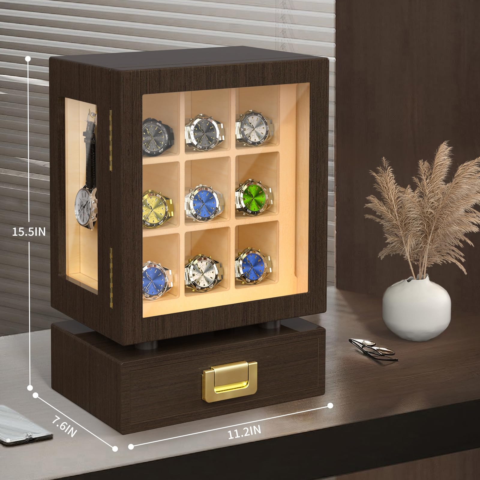 맞춤형 직사각형 나무 시계 보관함, 통원목 월넛 디스플 - Storage 리뷰 및 가격