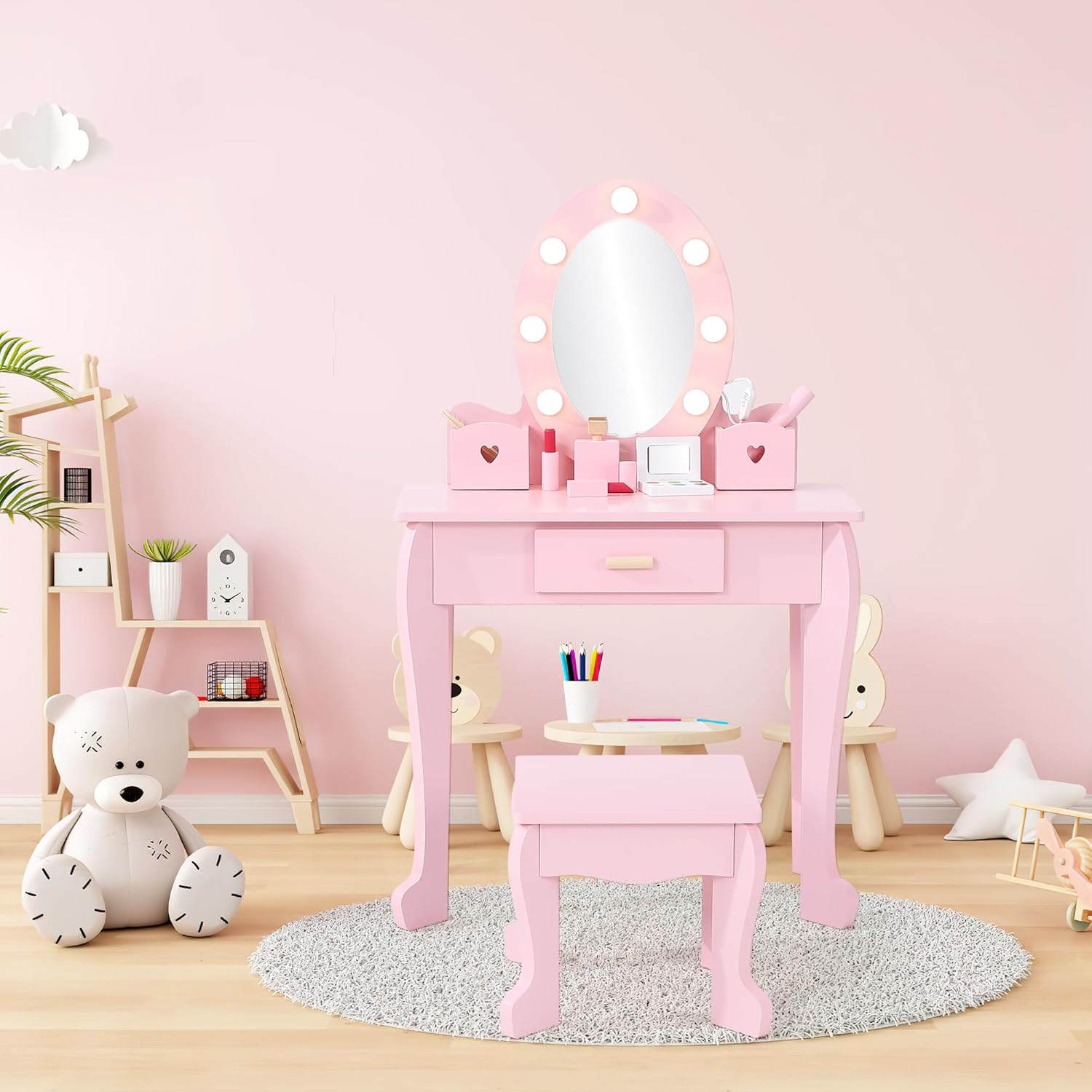 어린이 화장대 세트(조명&거울 포함), 서랍&수납함 2 - Dressing Table Vanity With Lighted Mirror 리뷰 및 가격