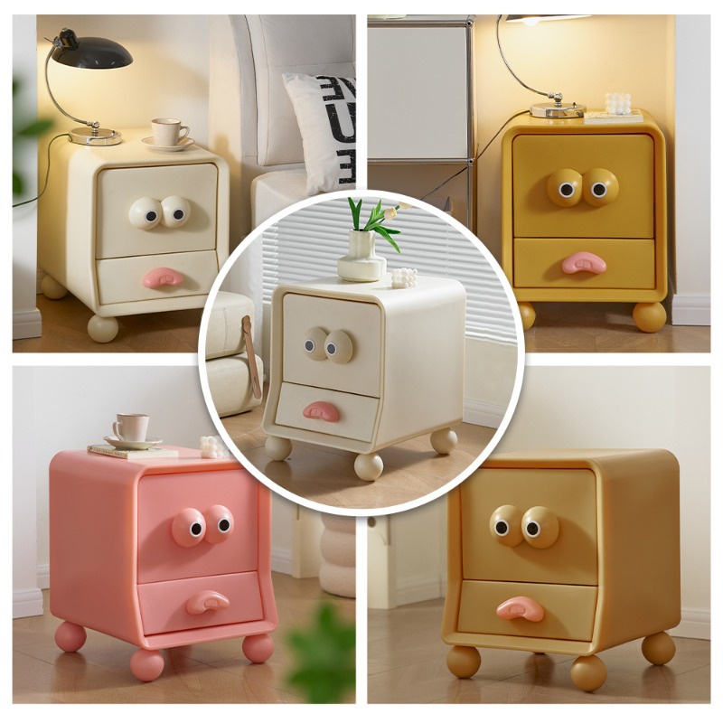 침대 옆 탁자 창의적이고 귀여운 만화 선반, 크림색 바 - Storage 리뷰 및 가격