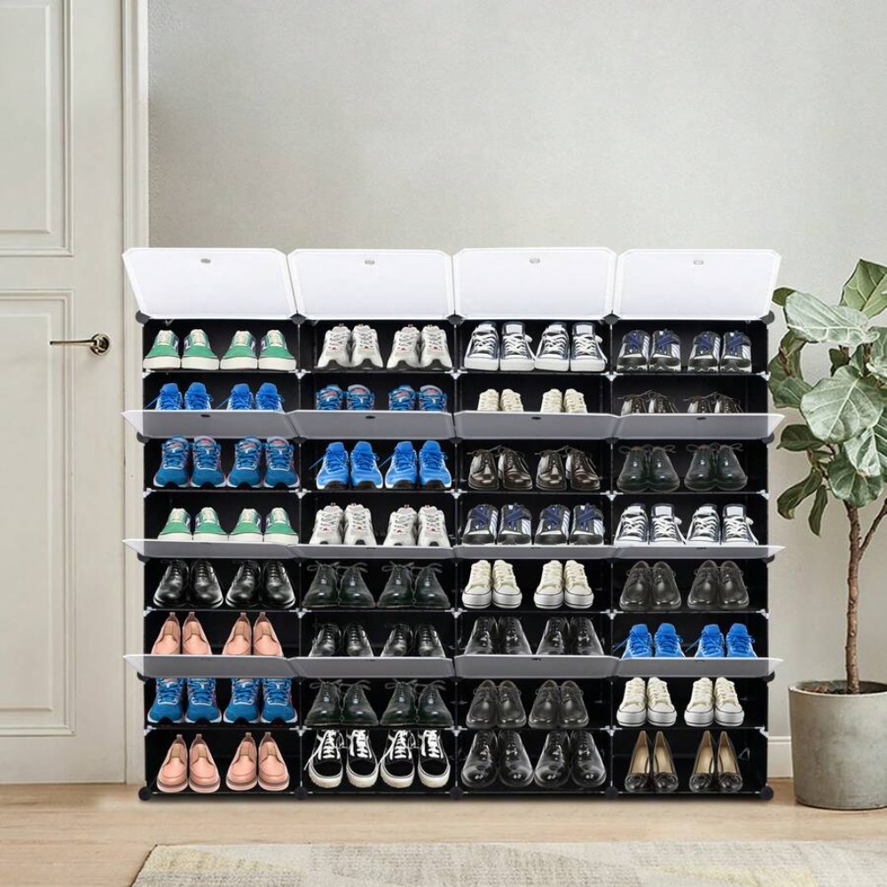 8단 휴대용 신발 정리대, 64켤레 수납 가능, 32칸 - Shoe Rack Cabinet Narrow Entryway 리뷰 및 가격