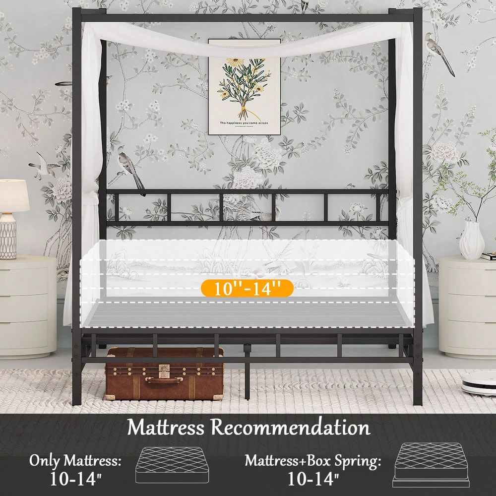 금속 캐노피 침대 프레임, 금속 슬랫 지지대가 있는 퀸 - Canopy Bed Frame Metal Queen 리뷰 및 가격
