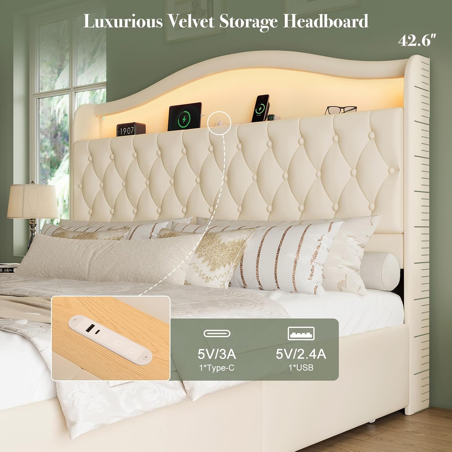 킹사이즈 플랫폼 침대 프레임, 4개 수납 서랍 포함,  - King Size Bed Frame With Storage Drawers 리뷰 및 가격