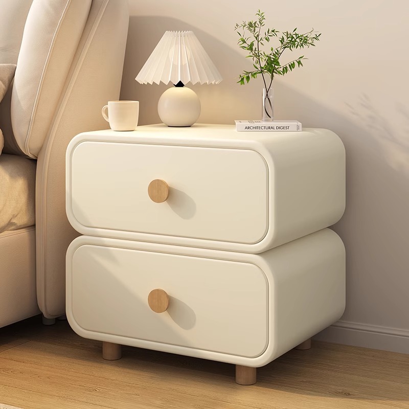 미니멀리스트 크림색 침대 옆 캐비닛 둥근 모서리 2단  - Solid Wood Nightstand 2 Drawers 리뷰 및 가격