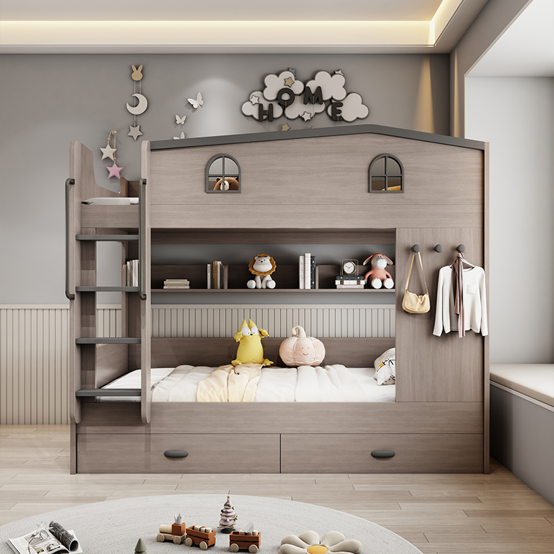 북유럽 스타일 이층 어린이 침대, 안전한 목재 로프트  - Bunk Bed With Stairs And Slide 리뷰 및 가격