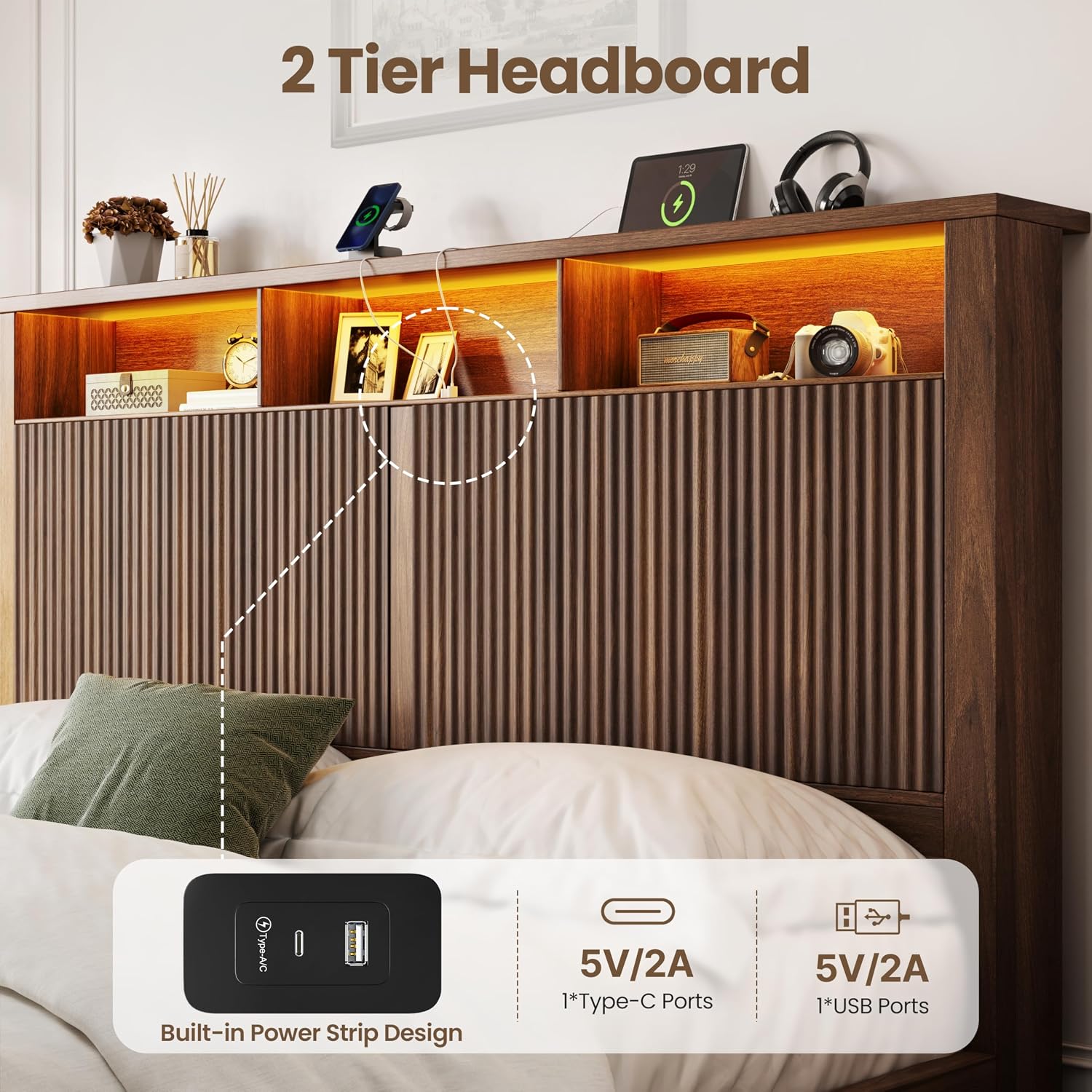 킹사이즈 침대 프레임 및 헤드보드& 수납 서랍 2개,  - King Size Bed Frame With Storage Drawers 리뷰 및 가격