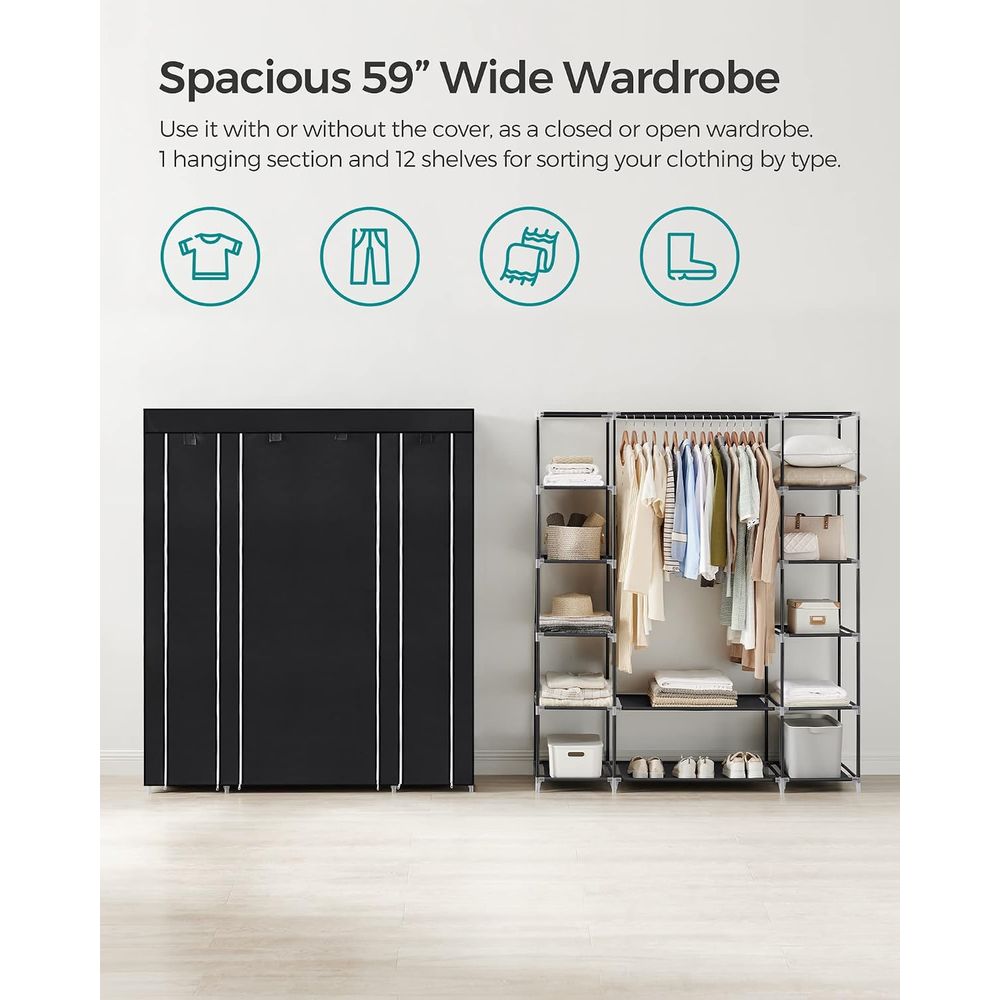 옷장, 이동식 옷장, 부직포 커버가 있는 옷걸이, 옷  - Wardrobe Closet Portable Fabric Cover 리뷰 및 가격
