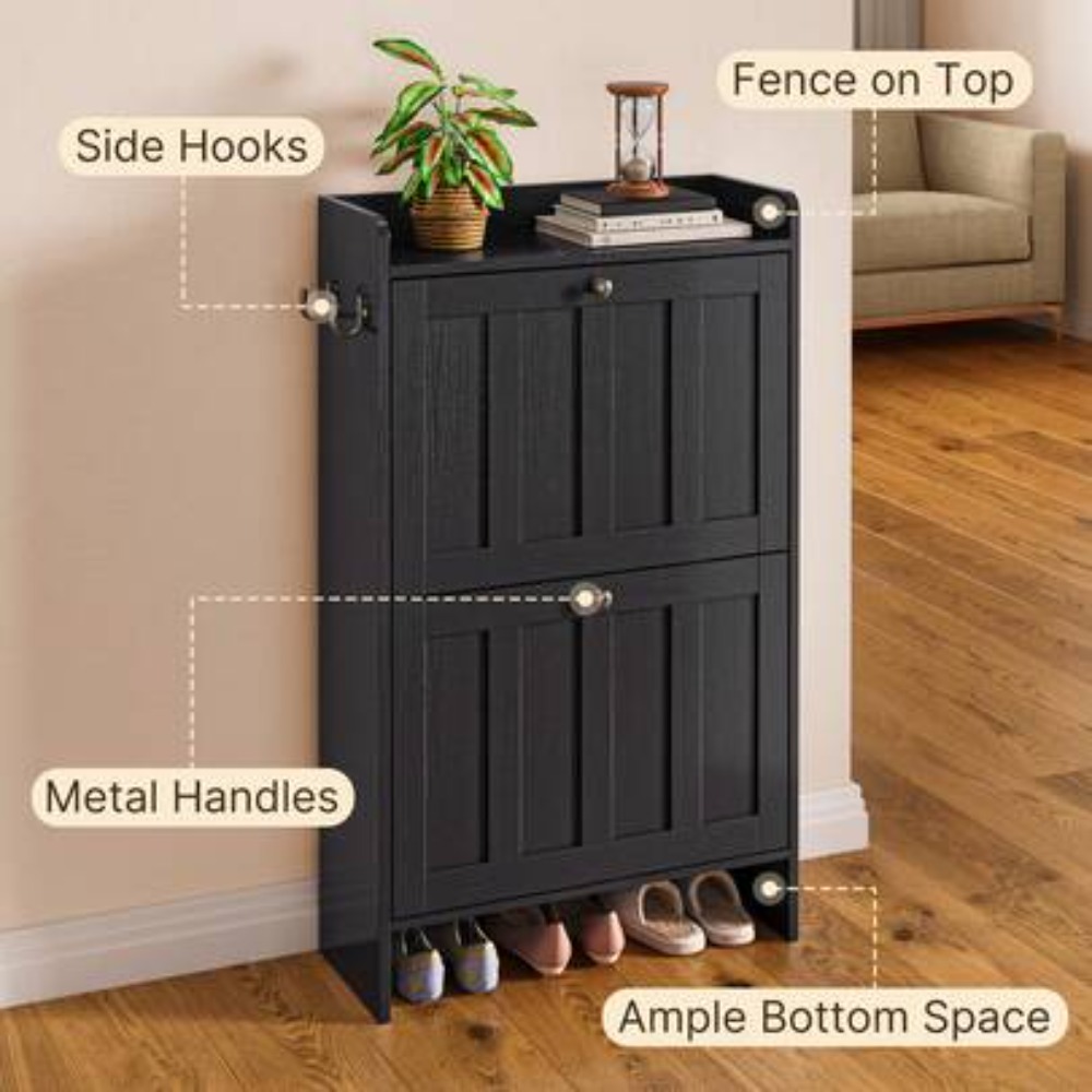독립형 좁은 신발장(플립형 서랍 2개 포함), 현관 신 - Shoe Rack Cabinet Narrow Entryway 리뷰 및 가격