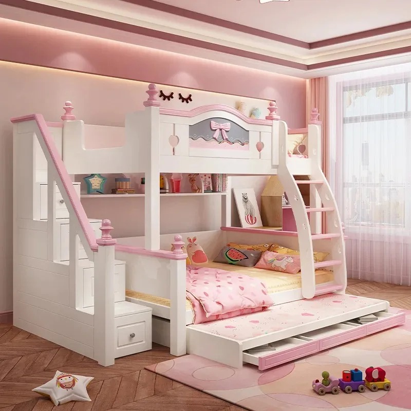 어린이 침실 가구 계단이 있는 어린이 이층 침대 어린이 - Bunk Bed With Stairs And Slide 리뷰 및 가격